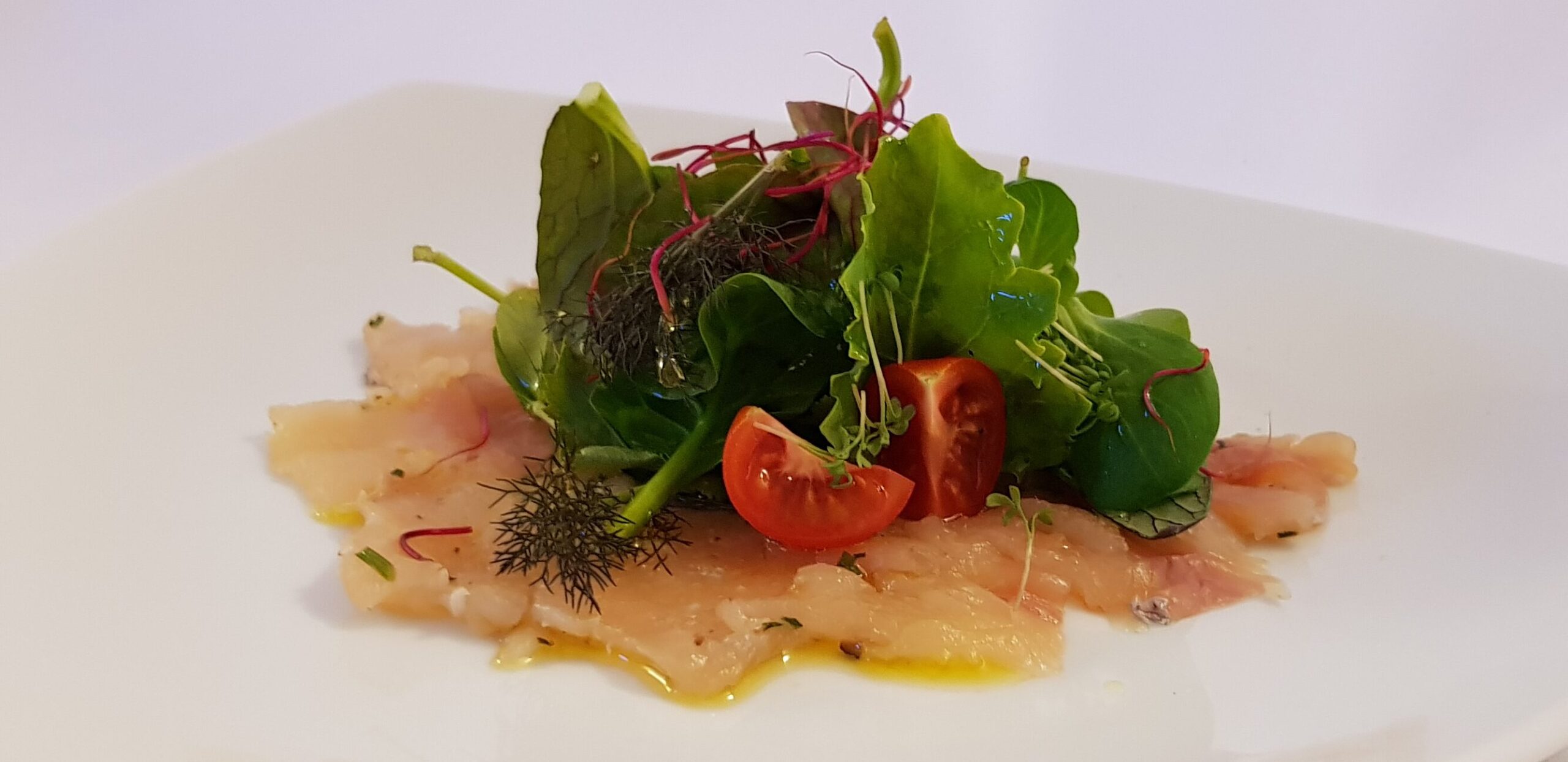carpaccio of home-cured salmon trout